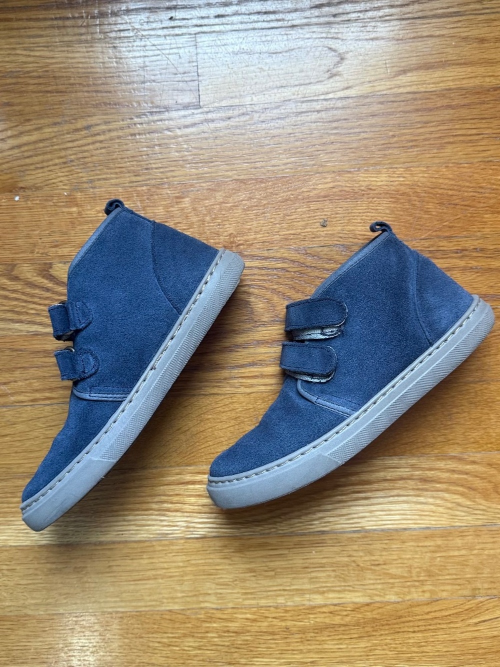 Mini Boden Girls Unisex Blue Suede Strap Ankle Shoes Booties Size 36